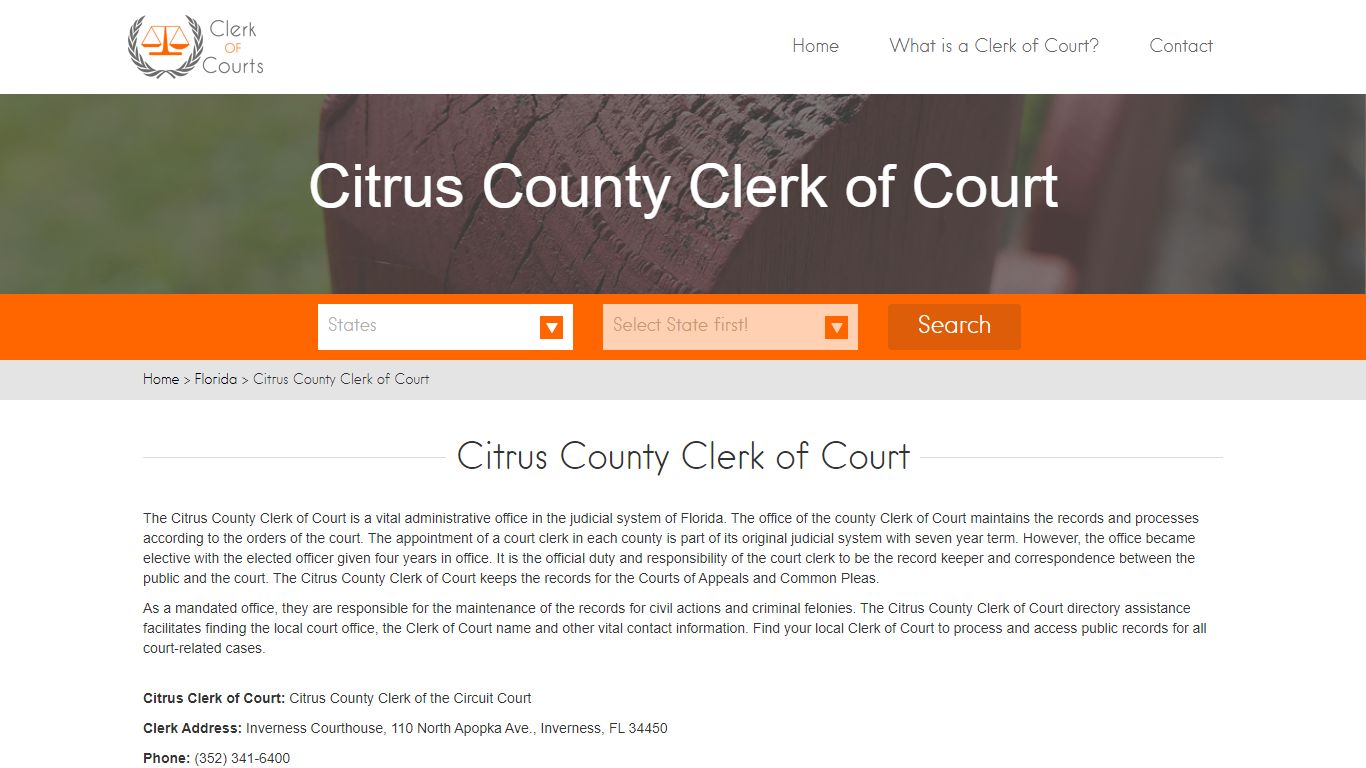 Find Your Citrus County Clerk of Courts in FL - clerk-of-courts.com